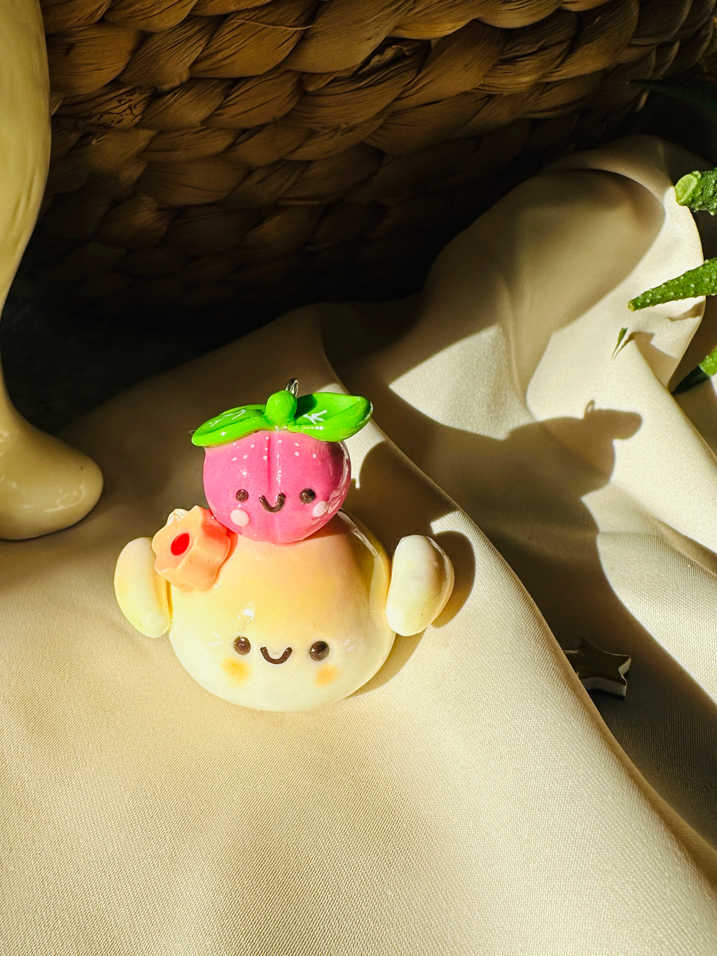 Solara - Keychain / Charm - Peach themed - polymer clay