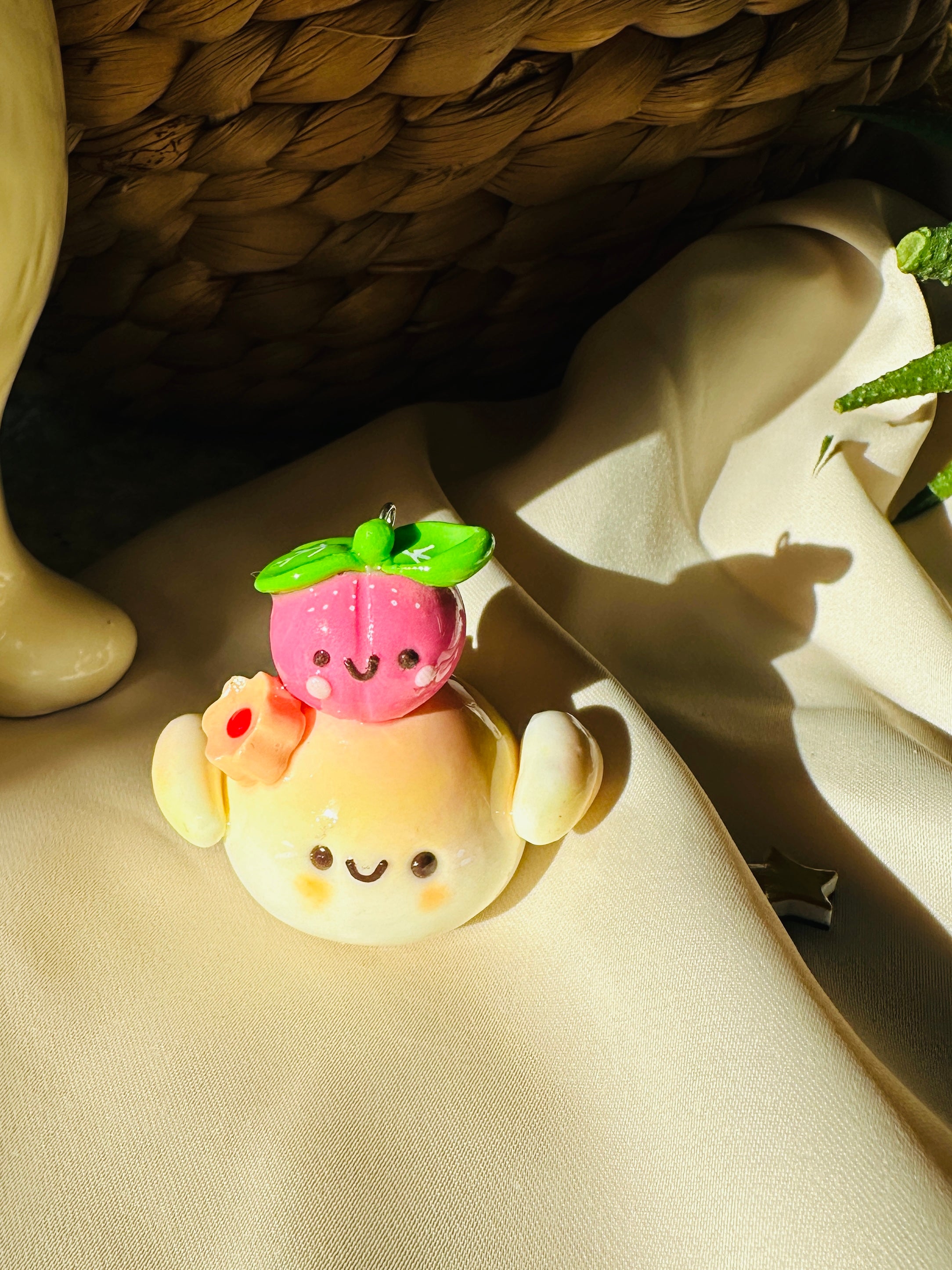 Solara - Keychain / Charm - Peach themed - polymer clay
