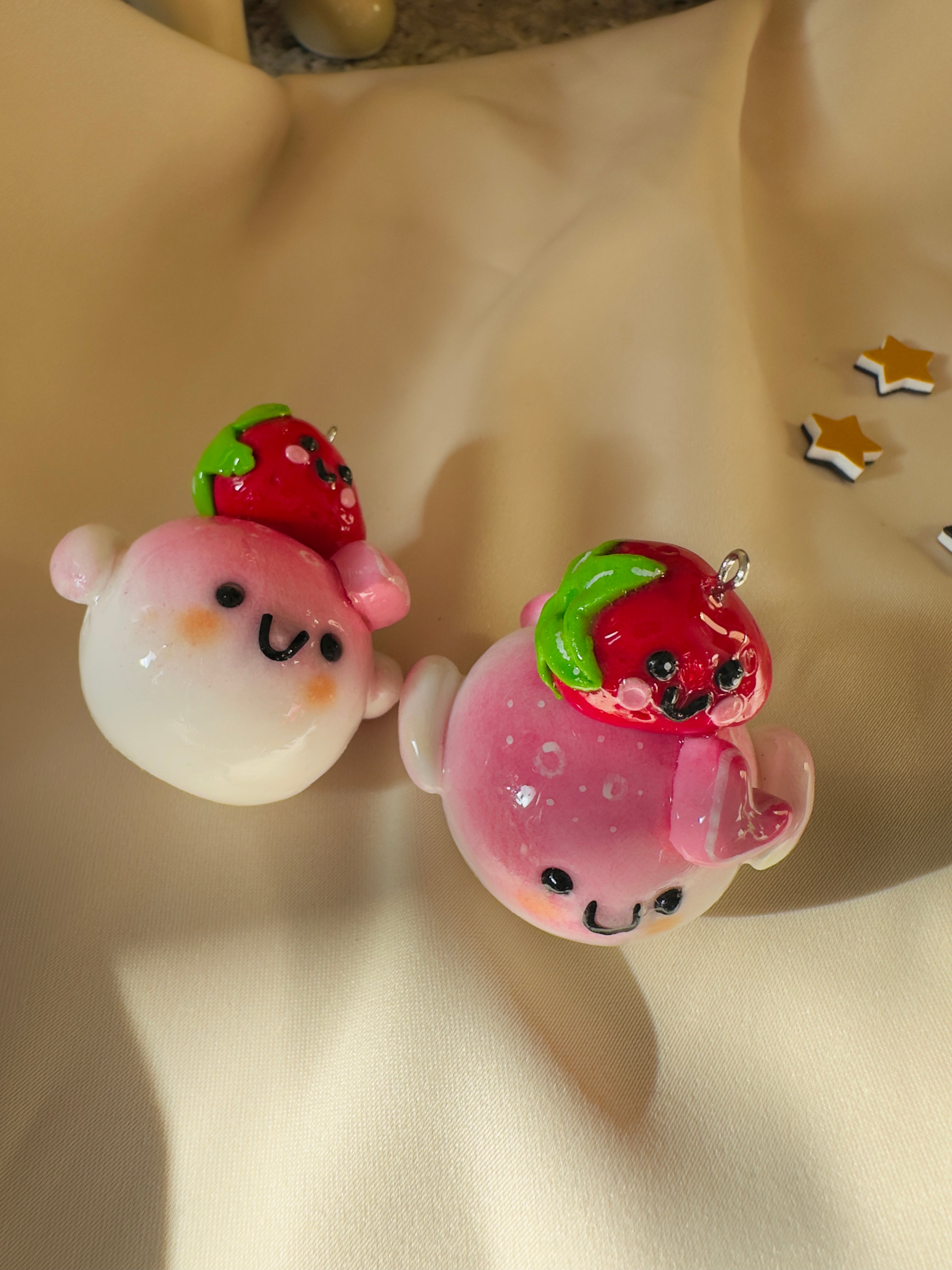 Berrybelle - Keychain / Charm - Strawberry themed - Polymer clay
