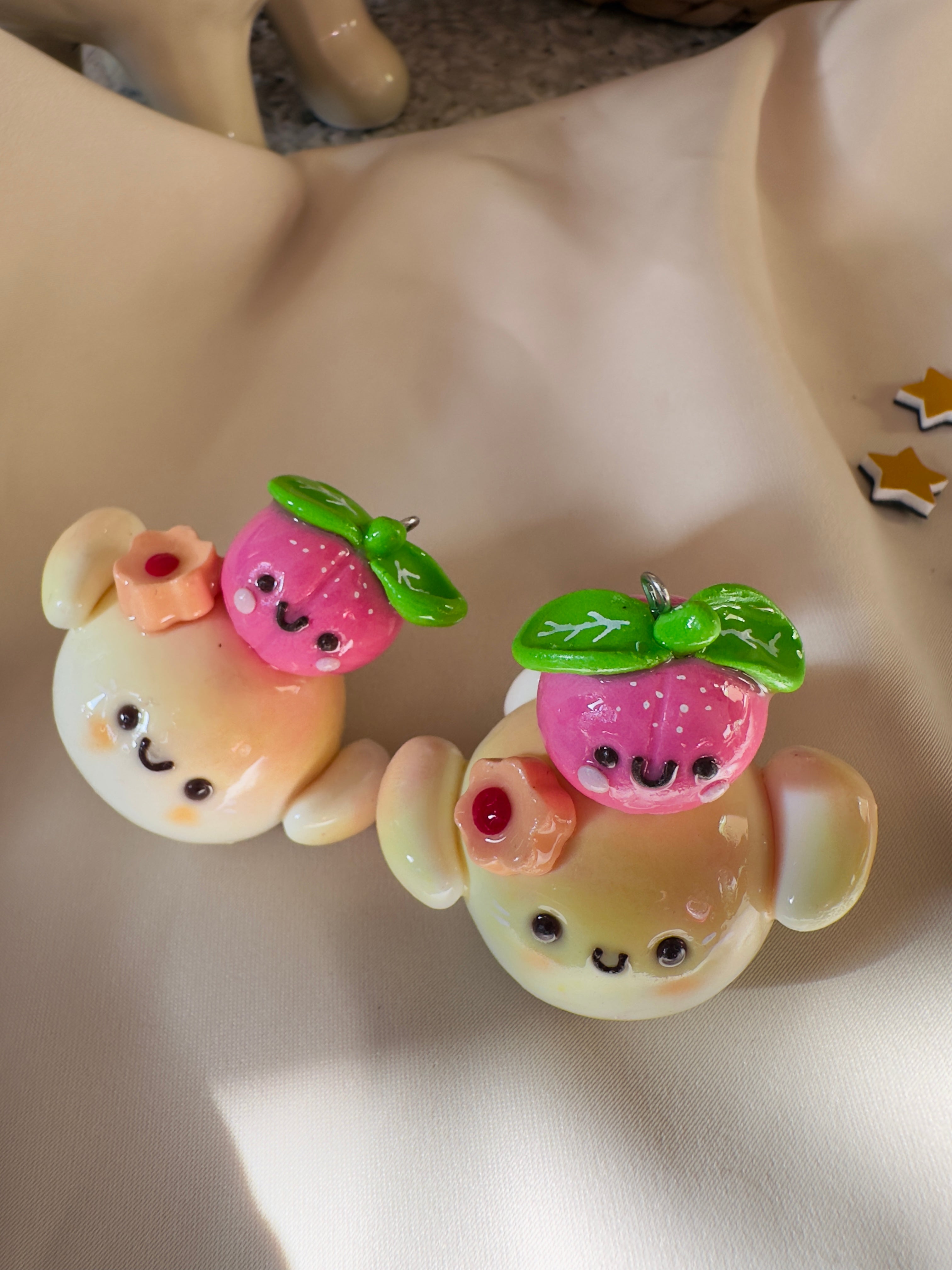 Solara - Keychain / Charm - Peach themed - polymer clay