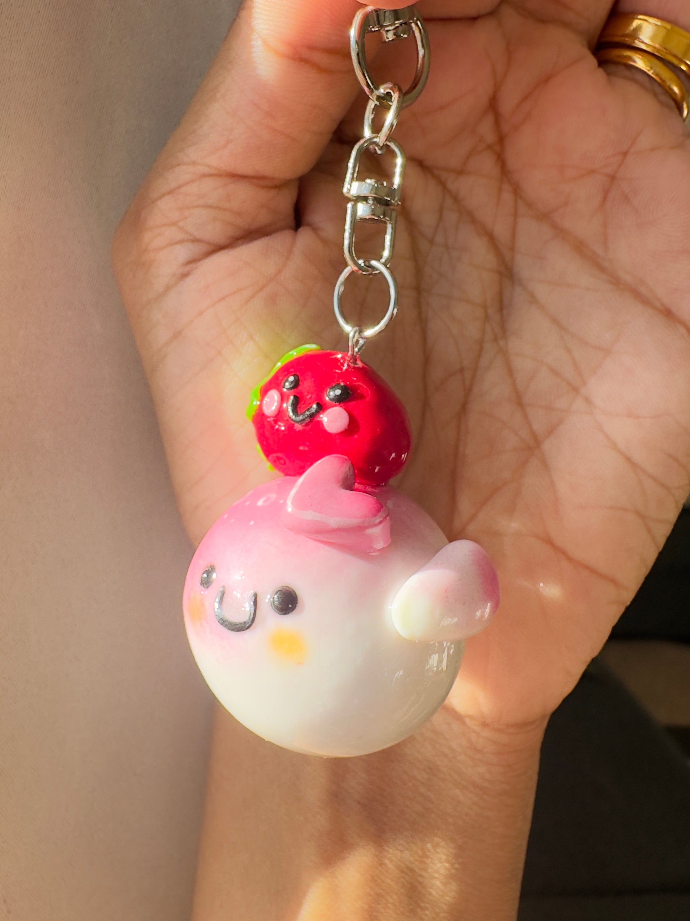 Berrybelle - Keychain / Charm - Strawberry themed - Polymer clay