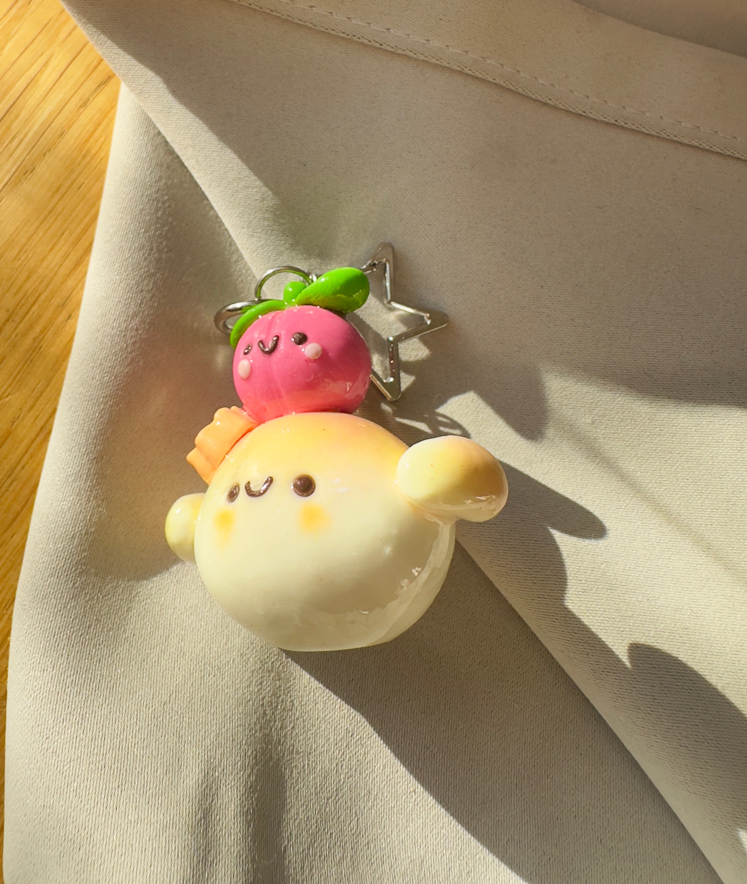 Solara - Keychain / Charm - Peach themed - polymer clay