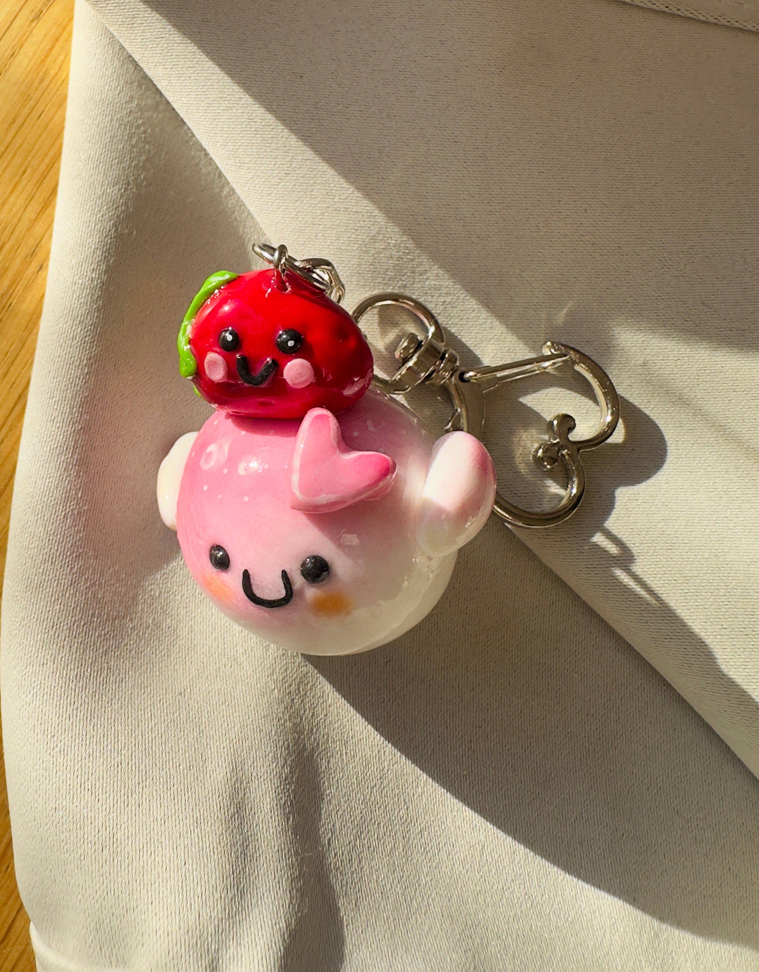 Berrybelle - Keychain / Charm - Strawberry themed - Polymer clay