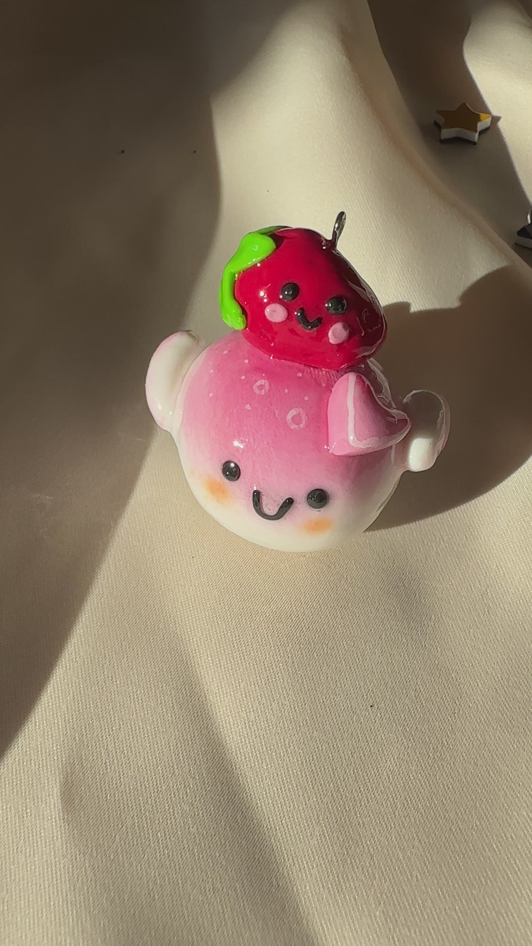 Berrybelle - Keychain / Charm - Strawberry themed - Polymer clay