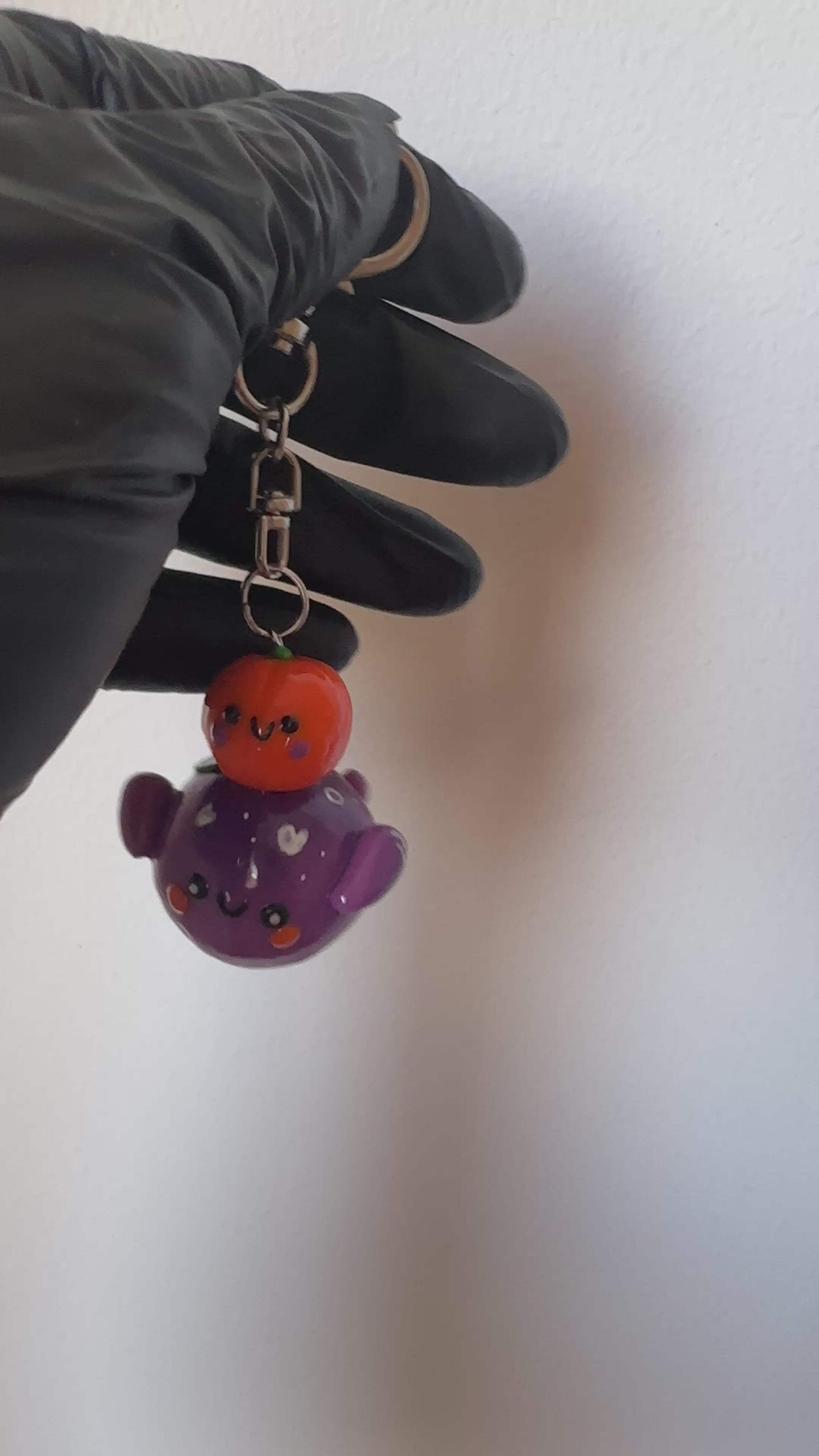 Whisper - The Whale Key chain - Halloween theme - Polymer clay